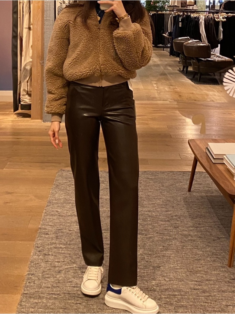Wilfred Aritzia Melina Espresso Brown Vegan Leather Pants - Size 0